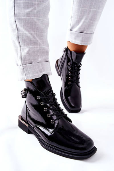 Boots Insulated Lacquered On Zipper Sergio Leone Black BT405