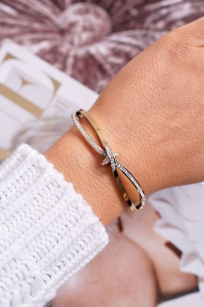 Bracelet Femme Acier Avec Zircons Or Fergu