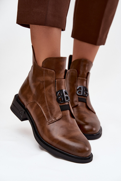 Bottes en cuir isolantes pour femmes avec détail décoratif marron Briselda
