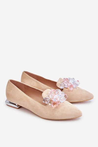 Verzierte Loafer für Damen mit flachen Absätzen Beige Sloane