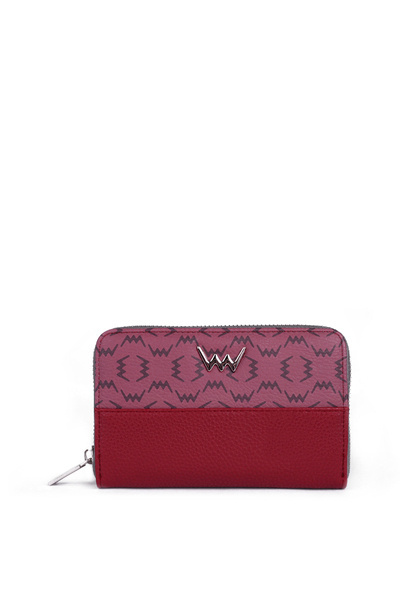 Portefeuille Zippé en Cuir Rouge Gris Merina