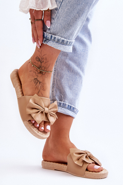 Chaussons femme à la mode avec noeud Beige Estera