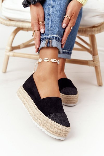 Stroh-Plateau-Espadrilles S.Barski Schwarz