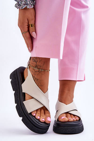 Fashionable Platform Sandals Beige Chester
