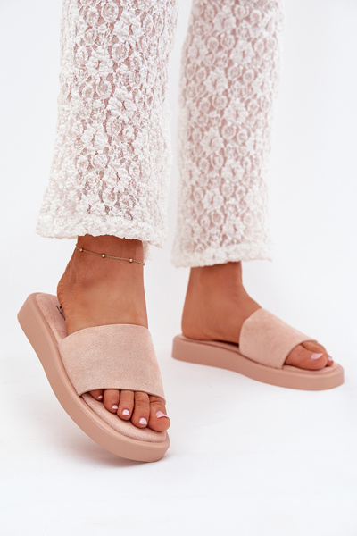 Damen Sandalen Auf Plattform Aus Öko Wildleder Schmutzig Rosa Jorina