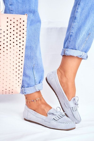 Damen Wildleder Mokassins Blau Velucci