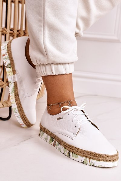 Chaussures richelieu en cuir pour femmes Maciejka Blanc 02936-11