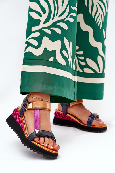 Sandale Din Piele Pentru Femei Pe Toc D&A CR51-135 Multicolor