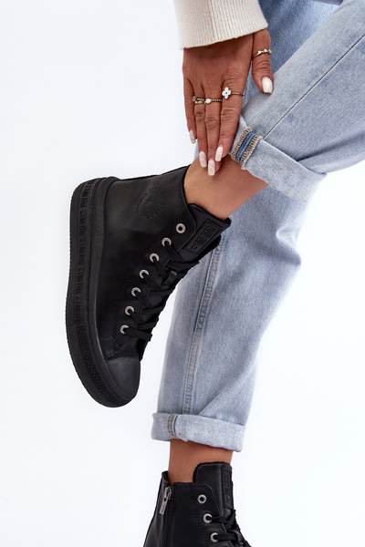 Damen Schnürstiefel Gefüttert Schwarz Big Star MM274023