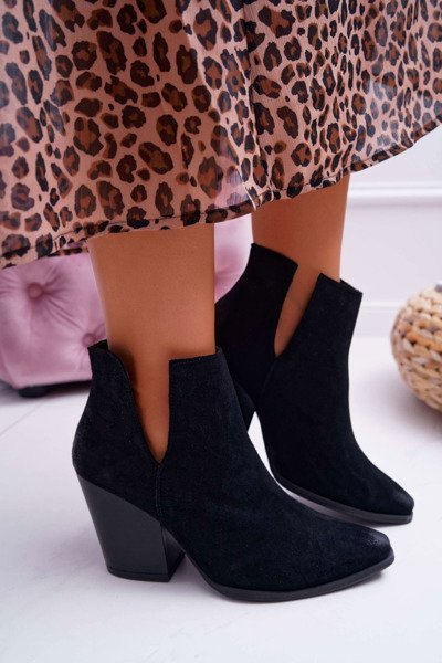 Bottes à Talons Femme Printemps Cuir Daim Noir Nicole 2430