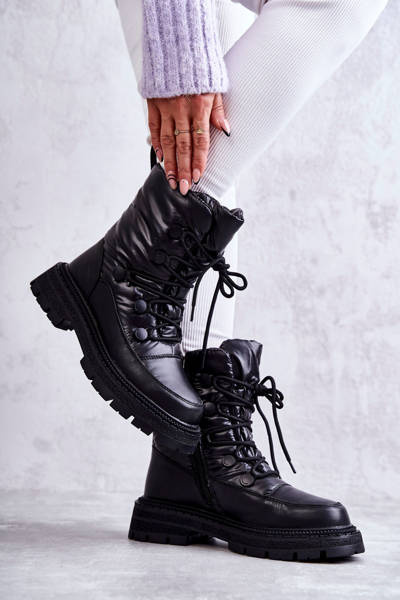Bottes de neige à lacets pour femmes GOE KK2N4017 Noir