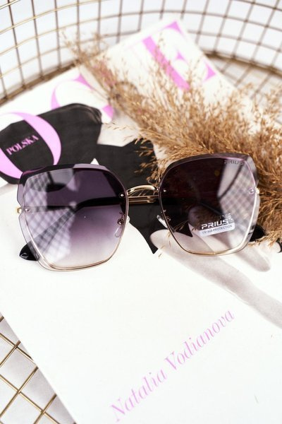 Moteriški akiniai nuo saulės Juodi Prius PRE-34 Gold Green Gradient