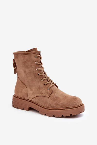 Damen Reitstiefel Workery mit Reißverschluss Hellbraun Ninsuni