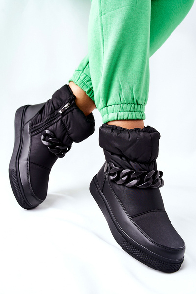 Gepolsterte Damen Schneeschuhe Schwarz Khariche