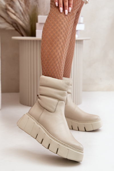 Zazoo 60512 Botine Din Piele Captusite Bej Deschis