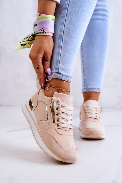 Wildleder Plateau Sportschuhe Hellbeige Riverside