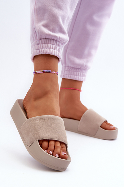 Sandales plateforme en daim pour femmes Big Star NN274A671 Beige