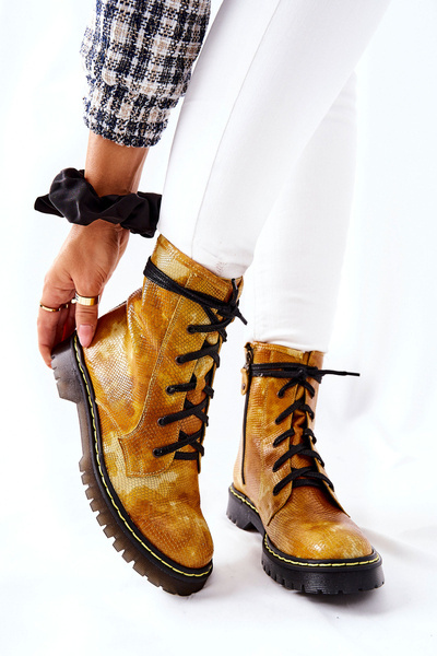 Damen Glan Stiefel Arbeiter Maciejka Gelb 01609-47