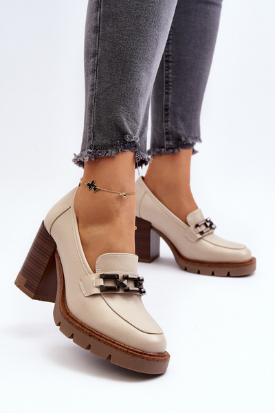 Escarpins à gros talon avec décoration Oradna beige