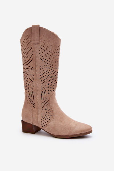 Bottines à lacets beiges à talons bas Walea