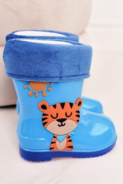 Children's Insulated Rain Boots With A Tiger Blue