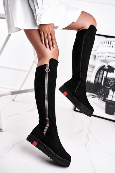 Damen Wildleder Schwarz Melbro Stiefel