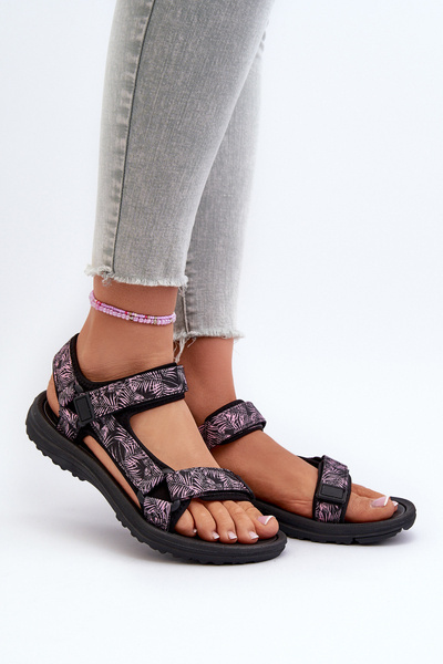 Leichte Sportsandalen für Damen Schwarz-Rosa Lumeria
