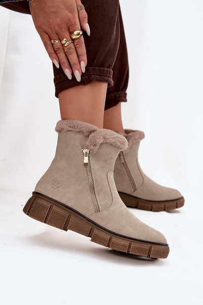 Damentauenschuhe auf Plattform mit Fell Beigebraun Briselle