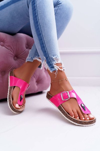 Paleta Fuchsia Lacqueded pentru femei Flip Flops
