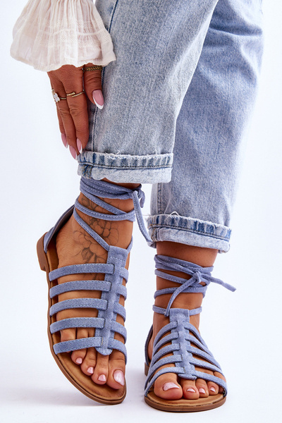 Women's Suede Roman Sandals Blue Sempre