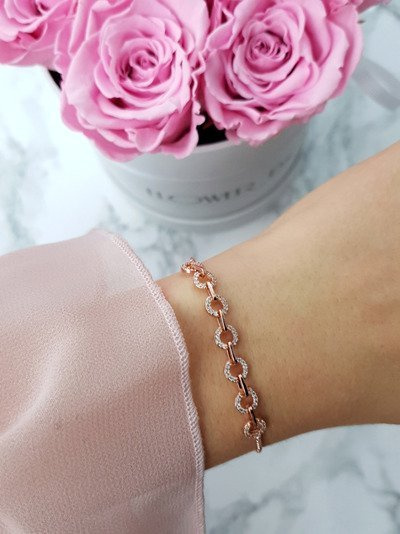 Női lánc karkötő kis körök Rose Gold Fiore