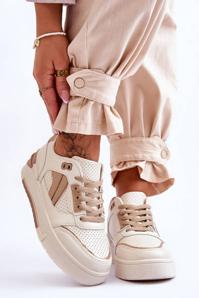 Chaussures de sport en cuir pour femmes beiges Nancey