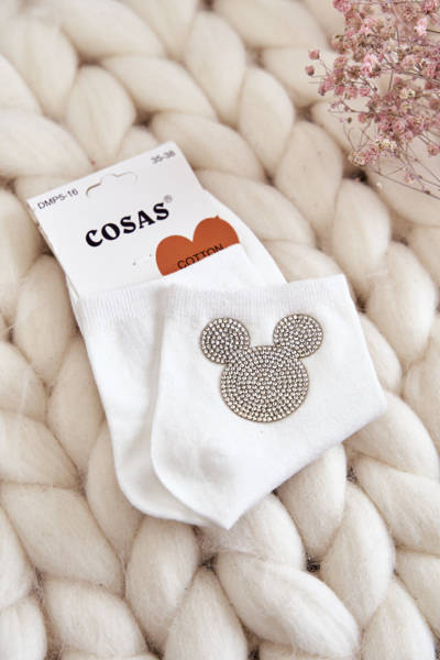 Damensocken aus Baumwolle mit Zirkonia Cosas Weiß