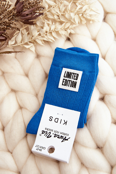 Kinder glatte Socken mit Aufnäher blau