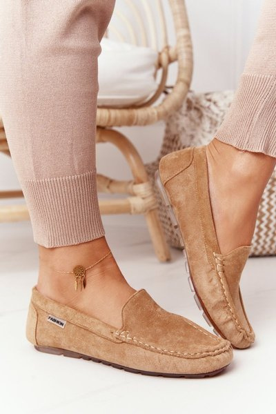 Mocassins En Daim Femme Beige Saint-Marin