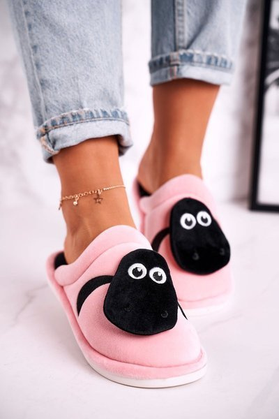 Women's Velor Slippers With Sheep Pink Charlie