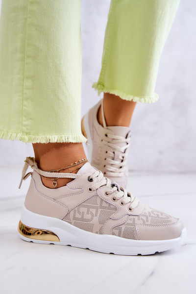 Baskets Compensées Femme Cuir Beige Phiness