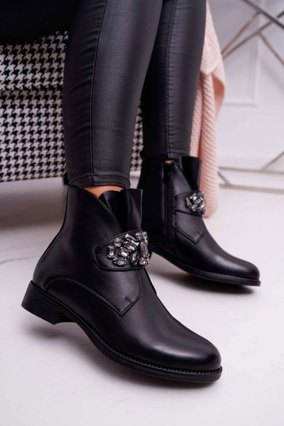 Women's Boots Fleece Crystals Black Somingo