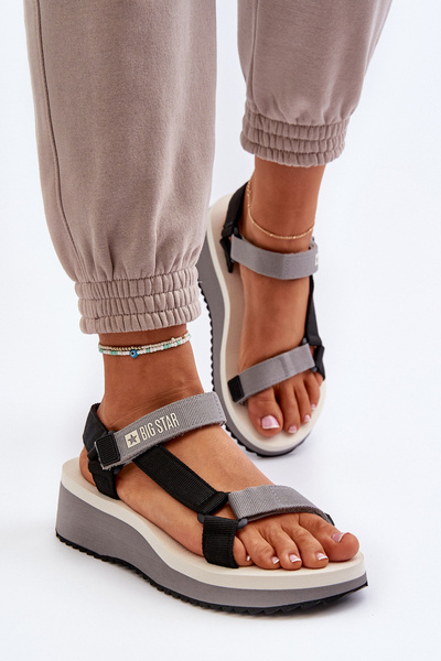 Damen Plateau- und Keilsandalen Big Star NN274A054 Grau