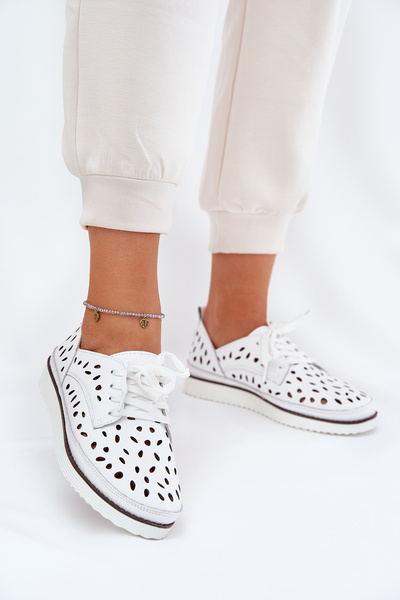 Damen Leder Halbschuhe S.Barski LR51-610 Weiß