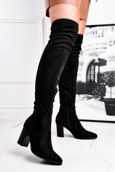 Bottes Hautes Femme Daim Noir Victoria
