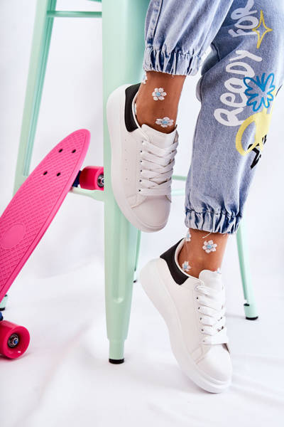 Damen Sportschuhe auf der Plattform Schwarz und Weiß Eliso