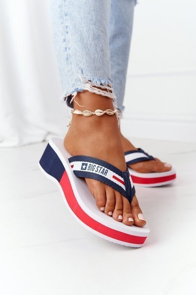 Női Wedge Sliders Flip-Flops Big Star HH274A093 Fehér