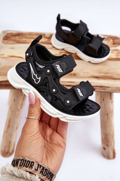 Berniukams Velcro sandalai Black and White Tobias