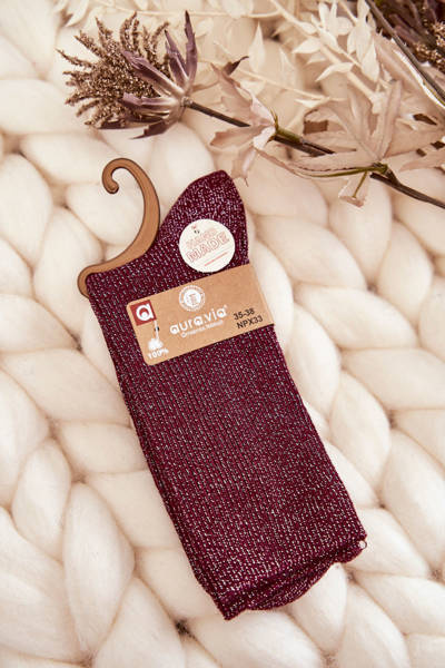 Antibakterielle Damensocken mit glänzendem Faden Kastanienbraun