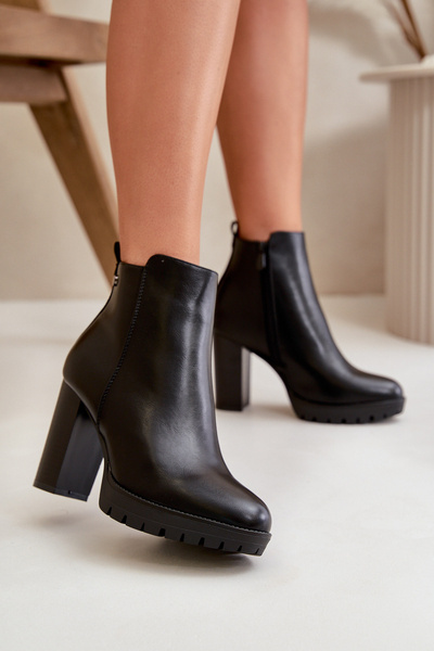 Bottines isolées femme à talon haut zippées noir Bioria