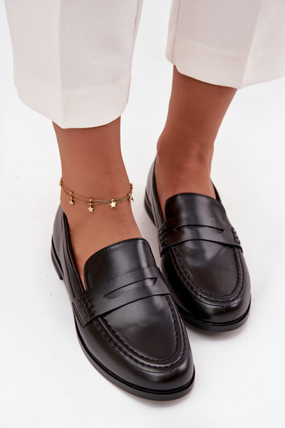 Mokaszin Loafers Női Eko Bőrből Fekete Bessina
