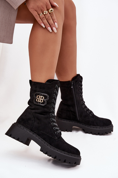 Bottes Workery Pour Femmes Avec Élément Décoratif Isolées Noires Kalindra