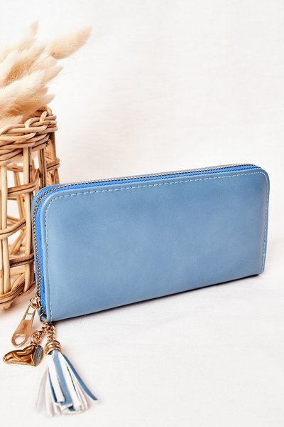 Grand Portefeuille Femme Avec Pendentif Bleu
