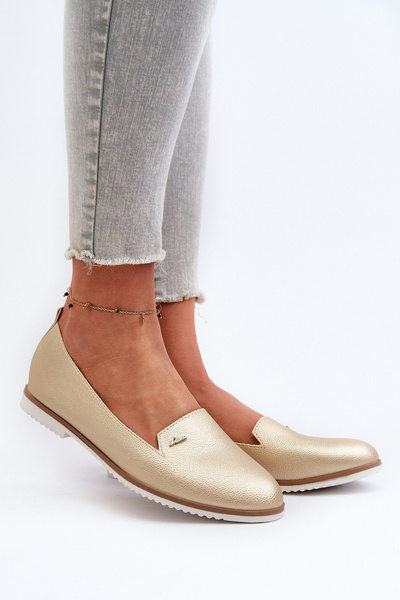 Damen Flache Mokassins Gold Enzla